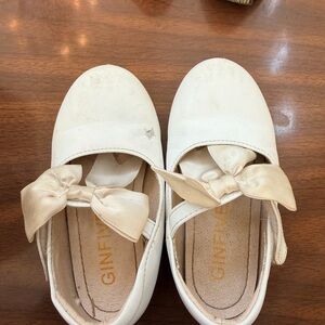Kids Cream Bow Mary Jane Shoes